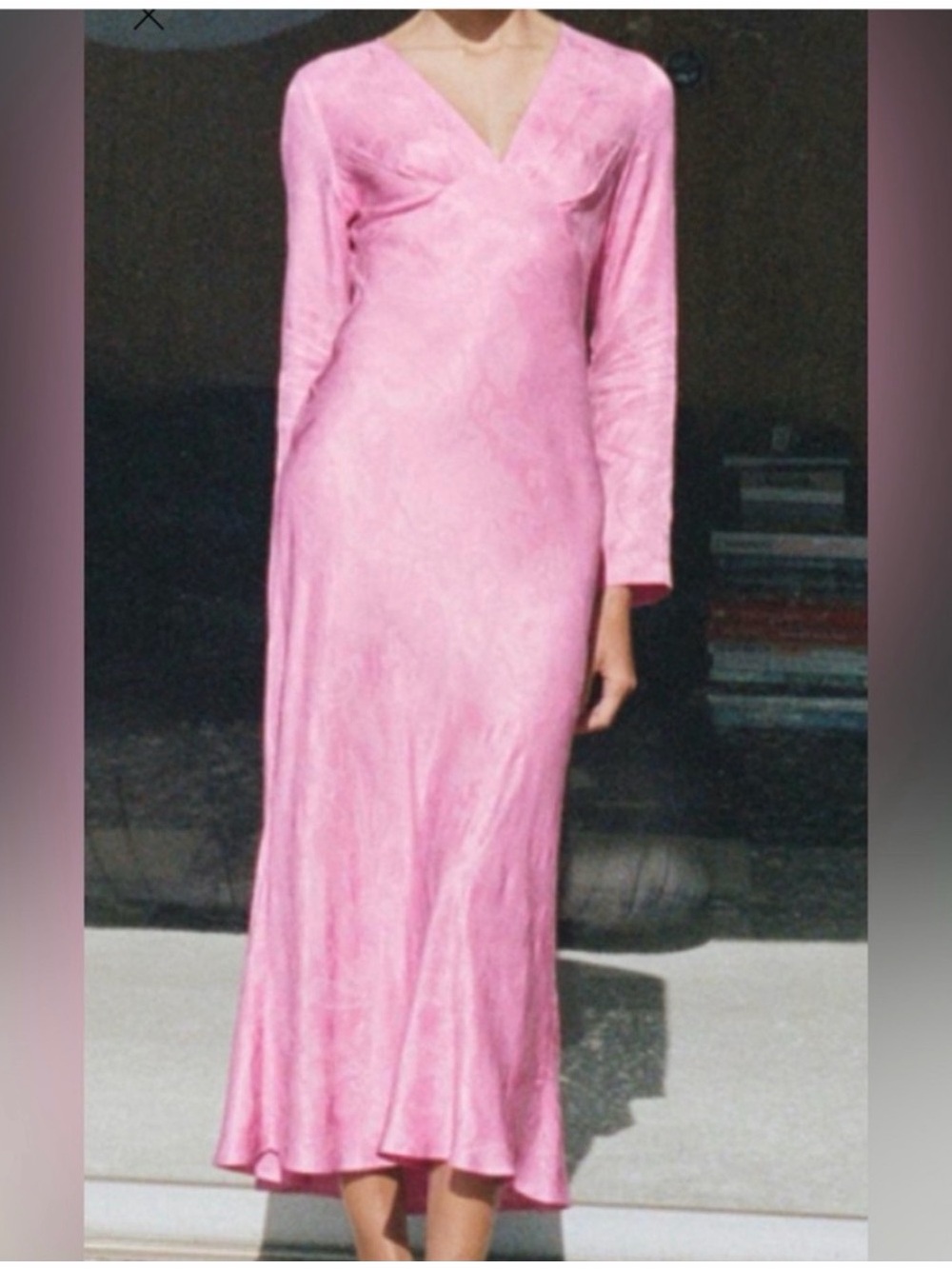 Zara long sleeve satin pink dress